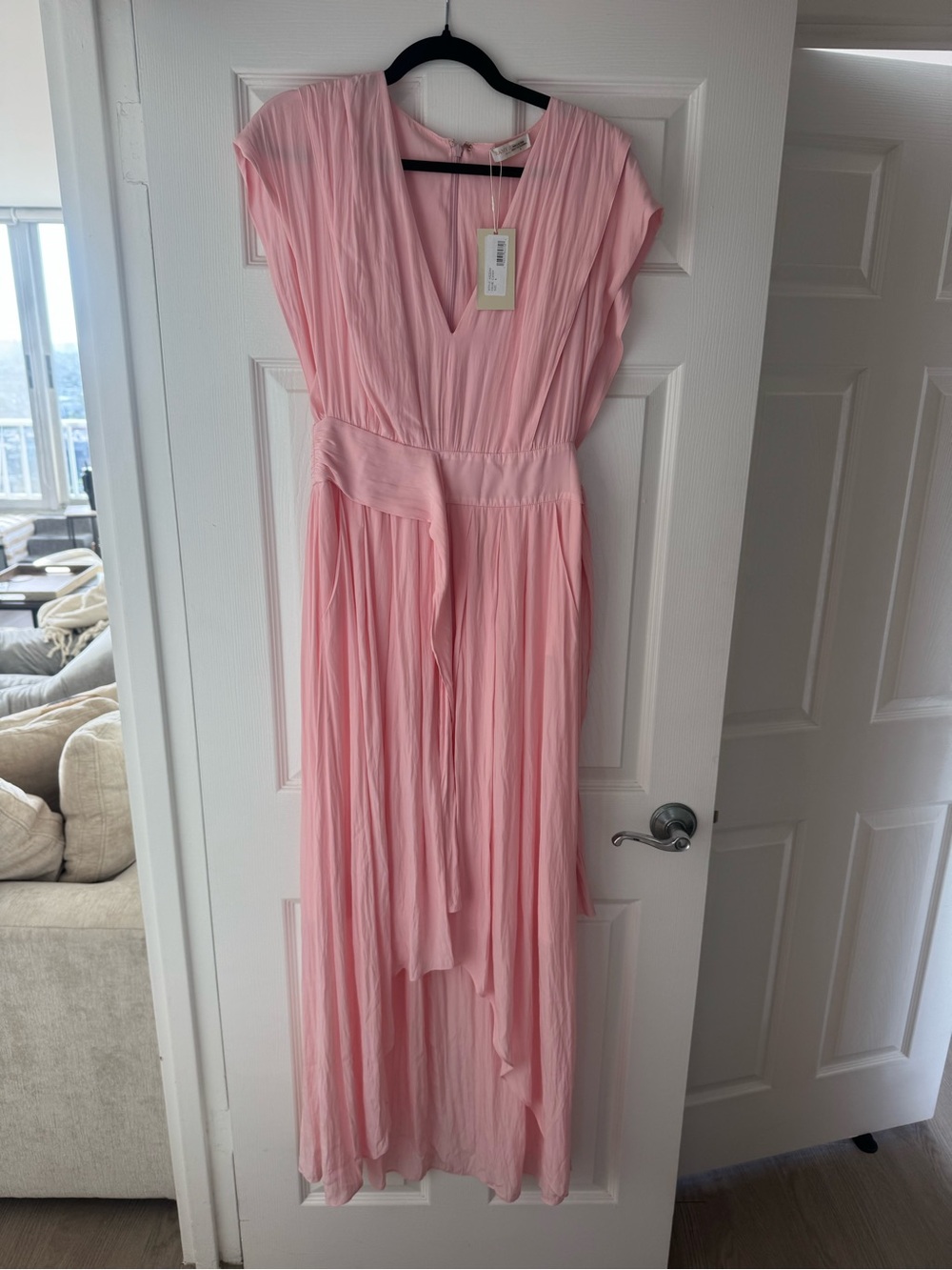 Ramy Brook Candy Pink Pleated V-Neck Dress